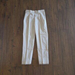 Women's Baroque Solid Beige Cotton Pants Casual Straight Trousers Size Medium